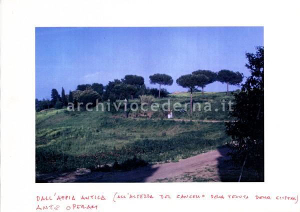 Casale La Giostra: "D'all'Appia Antica (all'altezza del cancello della tenuta della Giostra) - Ante operam"